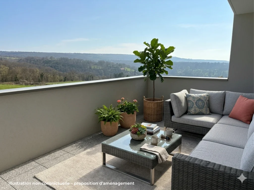 À Osenbach, grand appartement F3 en attique avec 2 terrasses
